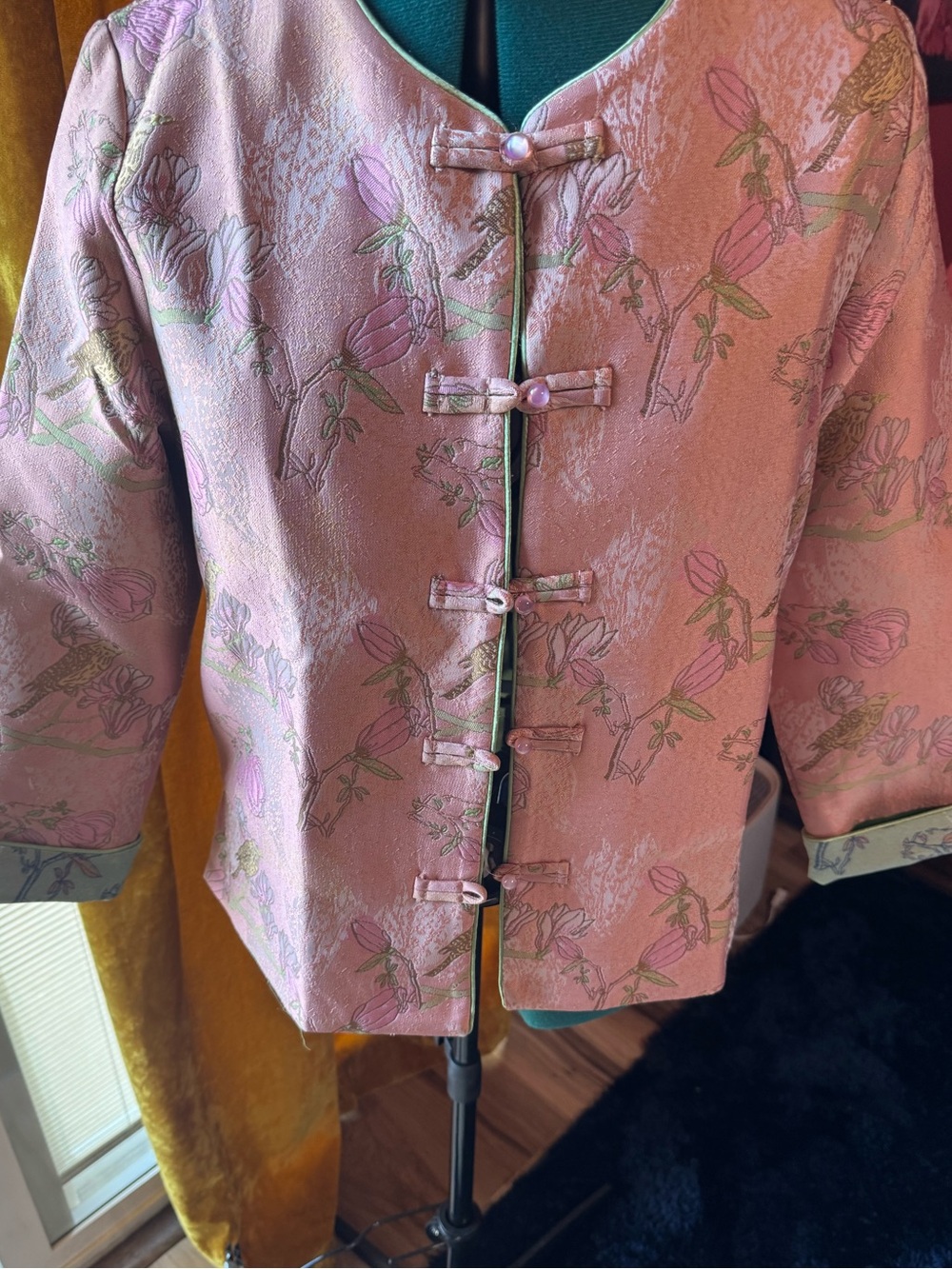Pink Silk Tang Chinese jacket .